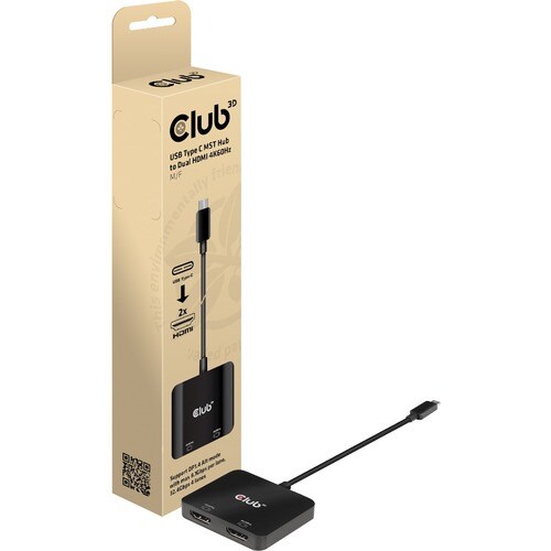 Club 3D USB Type C MST Hub to Dual HDMI 4K60Hz M/F - 2 x HDMI Out - USB
