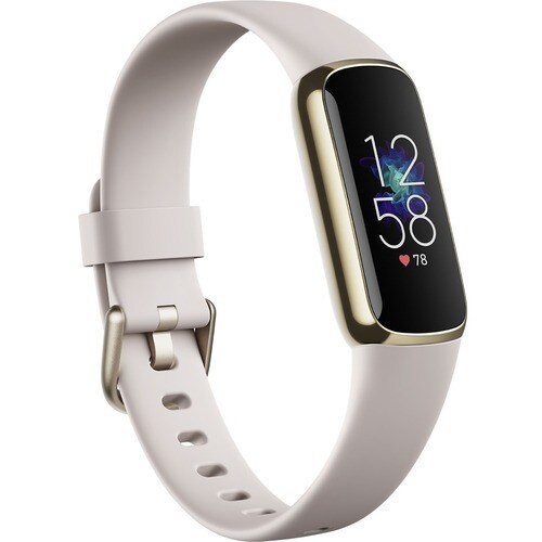 Fitbit Luxe Smart Band - Lunar White, Soft Gold Stainless Steel - Stainless Steel Case - Silicone Band - Text Messaging, P