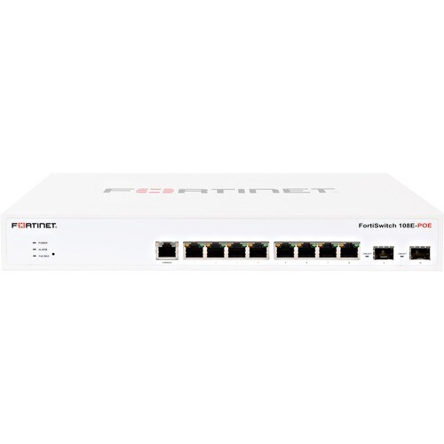 Fortinet FortiSwitch 108E-FPOE 8 Ports Manageable Ethernet Switch - 2 Layer Supported - Modular - 2 SFP Slots - Twisted Pa