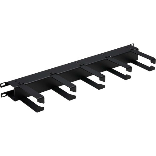 Tripp Lite Horizontal Cable Manager - Metal Rings, Black, 1U - Horizontal Cable Manager - Black - 1U Rack Height - Cold Ro