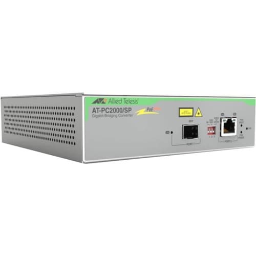 Allied Telesis PC2000/SP Transceiver/Media Converter - TAA Compliant - 1 Port(s)Network (RJ-45) - 1 x PoE+ (RJ-45) Ports -