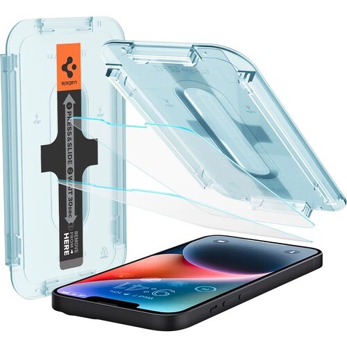 Spigen GLAS.tR EZ Fit 9H Tempered Glass Screen Protector - Crystal Clear - 2 Pack - For LCD iPhone 14 Plus, iPhone 13 Pro 