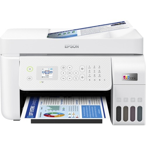 Epson EcoTank L5296 Wireless Inkjet Multifunction Printer - Colour - White - Copier/Fax/Printer/Scanner - 33 ppm Mono/15 p