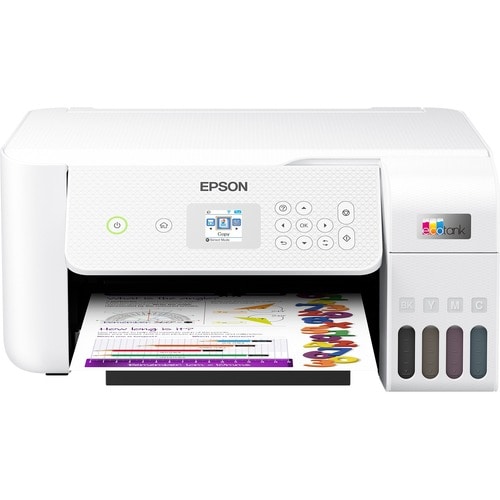 Epson EcoTank L3266 Wireless Inkjet Multifunction Printer - Colour - White - Copier/Printer/Scanner - 33 ppm Mono/15 ppm C