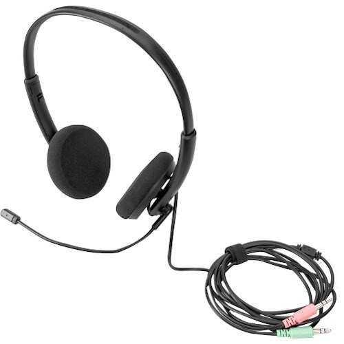 Digitus Wired On-ear Stereo Headset - Binaural - Ear-cup - 32 Ohm - 20 Hz to 20 kHz - 195 cm Cable - Noise Reduction Micro