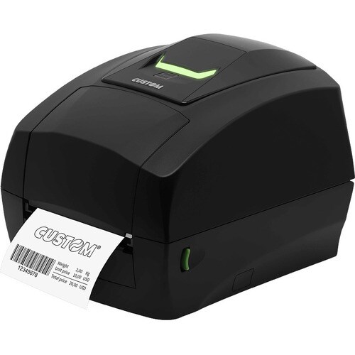 Custom D4 102 Desktop Direct Thermal/Thermal Transfer Printer - Monochrome - Label Print - Ethernet - USB - Yes - Black - 