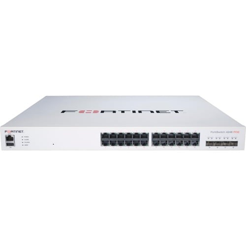 Fortinet FS-424E-POE Layer 3 Switch - 24 Ports - Manageable - 3 Layer Supported - Modular - Optical Fiber, Twisted Pair - 