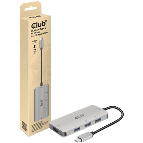 Club 3D CSV-1547 USB Hub - USB 3.1 (Gen 2) Type C - Desktop - 4 USB Port(s) - 4 USB 3.1 Port(s)