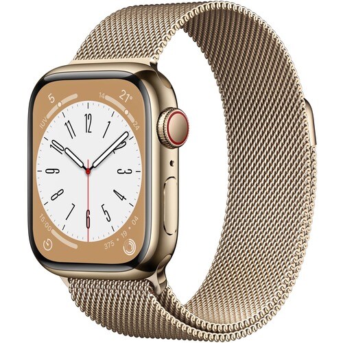 Apple Watch Series 8 GPS + Cellular 45mm Gold Stainless Steel Case with Gold Milanese Loop