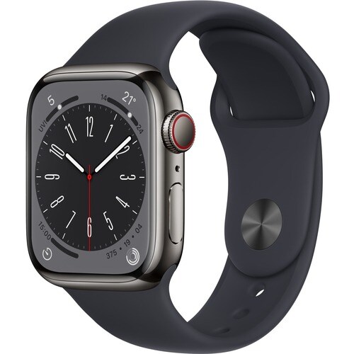 Apple Watch Series 8 GPS + Cellular 45mm Graphite Stainless Steel Case with Midnight Sport Band - Regular